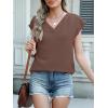 imageANRABESS Women Tops Cap Sleeve Textured Dressy Casual V Neck Shirts 2025 Summer Business Work Blouses OutfitsCoffee