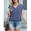 imageANRABESS Women Tops Cap Sleeve Textured Dressy Casual V Neck Shirts 2025 Summer Business Work Blouses OutfitsDark Blue