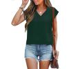 imageANRABESS Women Tops Cap Sleeve Textured Dressy Casual V Neck Shirts 2025 Summer Business Work Blouses OutfitsDark Green