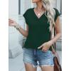 imageANRABESS Women Tops Cap Sleeve Textured Dressy Casual V Neck Shirts 2025 Summer Business Work Blouses OutfitsDark Green