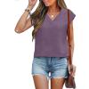 imageANRABESS Women Tops Cap Sleeve Textured Dressy Casual V Neck Shirts 2025 Summer Business Work Blouses OutfitsDark Purple