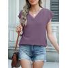 imageANRABESS Women Tops Cap Sleeve Textured Dressy Casual V Neck Shirts 2025 Summer Business Work Blouses OutfitsDark Purple