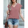 imageANRABESS Women Tops Cap Sleeve Textured Dressy Casual V Neck Shirts 2025 Summer Business Work Blouses OutfitsDusty Rose