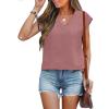 imageANRABESS Women Tops Cap Sleeve Textured Dressy Casual V Neck Shirts 2025 Summer Business Work Blouses OutfitsDusty Rose