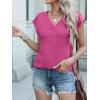 imageANRABESS Women Tops Cap Sleeve Textured Dressy Casual V Neck Shirts 2025 Summer Business Work Blouses OutfitsHot Pink