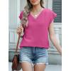 imageANRABESS Women Tops Cap Sleeve Textured Dressy Casual V Neck Shirts 2025 Summer Business Work Blouses OutfitsHot Pink