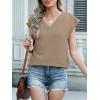 imageANRABESS Women Tops Cap Sleeve Textured Dressy Casual V Neck Shirts 2025 Summer Business Work Blouses OutfitsKhaki