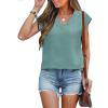 imageANRABESS Women Tops Cap Sleeve Textured Dressy Casual V Neck Shirts 2025 Summer Business Work Blouses OutfitsLake Blue