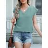 imageANRABESS Women Tops Cap Sleeve Textured Dressy Casual V Neck Shirts 2025 Summer Business Work Blouses OutfitsLake Blue