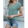 imageANRABESS Women Tops Cap Sleeve Textured Dressy Casual V Neck Shirts 2025 Summer Business Work Blouses OutfitsLake Blue