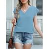 imageANRABESS Women Tops Cap Sleeve Textured Dressy Casual V Neck Shirts 2025 Summer Business Work Blouses OutfitsLight Blue