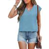 imageANRABESS Women Tops Cap Sleeve Textured Dressy Casual V Neck Shirts 2025 Summer Business Work Blouses OutfitsLight Blue