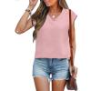 imageANRABESS Women Tops Cap Sleeve Textured Dressy Casual V Neck Shirts 2025 Summer Business Work Blouses OutfitsLight Pink