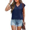 imageANRABESS Women Tops Cap Sleeve Textured Dressy Casual V Neck Shirts 2025 Summer Business Work Blouses OutfitsNavy Blue