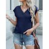 imageANRABESS Women Tops Cap Sleeve Textured Dressy Casual V Neck Shirts 2025 Summer Business Work Blouses OutfitsNavy Blue