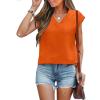 imageANRABESS Women Tops Cap Sleeve Textured Dressy Casual V Neck Shirts 2025 Summer Business Work Blouses OutfitsOrange