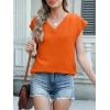 imageANRABESS Women Tops Cap Sleeve Textured Dressy Casual V Neck Shirts 2025 Summer Business Work Blouses OutfitsOrange