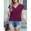 imageANRABESS Women Tops Cap Sleeve Textured Dressy Casual V Neck Shirts 2025 Summer Business Work Blouses OutfitsPurple