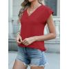 imageANRABESS Women Tops Cap Sleeve Textured Dressy Casual V Neck Shirts 2025 Summer Business Work Blouses OutfitsRed