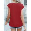 imageANRABESS Women Tops Cap Sleeve Textured Dressy Casual V Neck Shirts 2025 Summer Business Work Blouses OutfitsRed