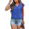 imageANRABESS Women Tops Cap Sleeve Textured Dressy Casual V Neck Shirts 2025 Summer Business Work Blouses OutfitsRoyal Blue