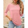 imageANRABESS Womens 34 Length Sleeve Tops 2025 Summer Tee TShirts Boat Neck Tunic Travel Basic Blouses Fall Fashion ClothesCoral