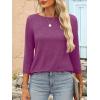 imageANRABESS Womens 34 Length Sleeve Tops 2025 Summer Tee TShirts Boat Neck Tunic Travel Basic Blouses Fall Fashion ClothesFuchsia