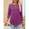 imageANRABESS Womens 34 Length Sleeve Tops 2025 Summer Tee TShirts Boat Neck Tunic Travel Basic Blouses Fall Fashion ClothesFuchsia