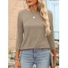 imageANRABESS Womens 34 Length Sleeve Tops 2025 Summer Tee TShirts Boat Neck Tunic Travel Basic Blouses Fall Fashion ClothesLight Tan