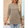 imageANRABESS Womens 34 Length Sleeve Tops 2025 Summer Tee TShirts Boat Neck Tunic Travel Basic Blouses Fall Fashion ClothesLight Tan