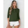 imageANRABESS Womens 34 Sleeve Tops Henley Shirts Casual Trendy Button T Shirts 2025 Summer Basic TunicArmy Green