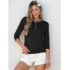 imageANRABESS Womens 34 Sleeve Tops Henley Shirts Casual Trendy Button T Shirts 2025 Summer Basic TunicBlack