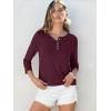 imageANRABESS Womens 34 Sleeve Tops Henley Shirts Casual Trendy Button T Shirts 2025 Summer Basic TunicBurgundy