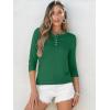imageANRABESS Womens 34 Sleeve Tops Henley Shirts Casual Trendy Button T Shirts 2025 Summer Basic TunicGreen