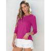 imageANRABESS Womens 34 Sleeve Tops Henley Shirts Casual Trendy Button T Shirts 2025 Summer Basic TunicHot Pink