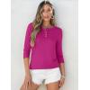 imageANRABESS Womens 34 Sleeve Tops Henley Shirts Casual Trendy Button T Shirts 2025 Summer Basic TunicHot Pink