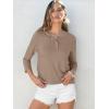 imageANRABESS Womens 34 Sleeve Tops Henley Shirts Casual Trendy Button T Shirts 2025 Summer Basic TunicKhaki