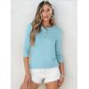 imageANRABESS Womens 34 Sleeve Tops Henley Shirts Casual Trendy Button T Shirts 2025 Summer Basic TunicLight Blue