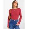 imageANRABESS Womens Boat Neck Long Sleeve Shirts Rib Knit Slim Fitting Tops Basic Tees 2025 Casual Comfy Fall Outfits ClothesBright Red