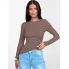 imageANRABESS Womens Boat Neck Long Sleeve Shirts Rib Knit Slim Fitting Tops Basic Tees 2025 Casual Comfy Fall Outfits ClothesBrown