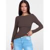 imageANRABESS Womens Boat Neck Long Sleeve Shirts Rib Knit Slim Fitting Tops Basic Tees 2025 Casual Comfy Fall Outfits ClothesBrownbeige