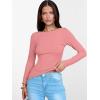 imageANRABESS Womens Boat Neck Long Sleeve Shirts Rib Knit Slim Fitting Tops Basic Tees 2025 Casual Comfy Fall Outfits ClothesCoral Pink