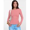 imageANRABESS Womens Boat Neck Long Sleeve Shirts Rib Knit Slim Fitting Tops Basic Tees 2025 Casual Comfy Fall Outfits ClothesCoral Pink