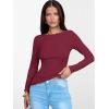 imageANRABESS Womens Boat Neck Long Sleeve Shirts Rib Knit Slim Fitting Tops Basic Tees 2025 Casual Comfy Fall Outfits ClothesDeep Red