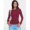 imageANRABESS Womens Boat Neck Long Sleeve Shirts Rib Knit Slim Fitting Tops Basic Tees 2025 Casual Comfy Fall Outfits ClothesDeep Red