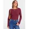 imageANRABESS Womens Boat Neck Long Sleeve Shirts Rib Knit Slim Fitting Tops Basic Tees 2025 Casual Comfy Fall Outfits ClothesDeep Red