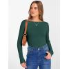 imageANRABESS Womens Boat Neck Long Sleeve Shirts Rib Knit Slim Fitting Tops Basic Tees 2025 Casual Comfy Fall Outfits ClothesForest Green