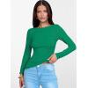 imageANRABESS Womens Boat Neck Long Sleeve Shirts Rib Knit Slim Fitting Tops Basic Tees 2025 Casual Comfy Fall Outfits ClothesGreen