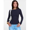 imageANRABESS Womens Boat Neck Long Sleeve Shirts Rib Knit Slim Fitting Tops Basic Tees 2025 Casual Comfy Fall Outfits ClothesNavy Blue