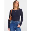 imageANRABESS Womens Boat Neck Long Sleeve Shirts Rib Knit Slim Fitting Tops Basic Tees 2025 Casual Comfy Fall Outfits ClothesNavy Blue